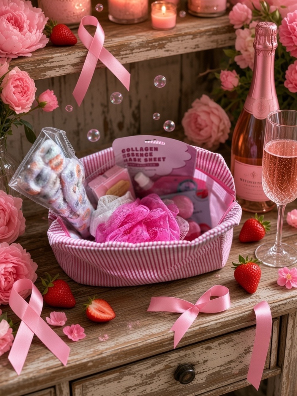 Pink Women’s Bath & Body Gift Set - Relaxing Pamper Spa Kits- 7 items included
